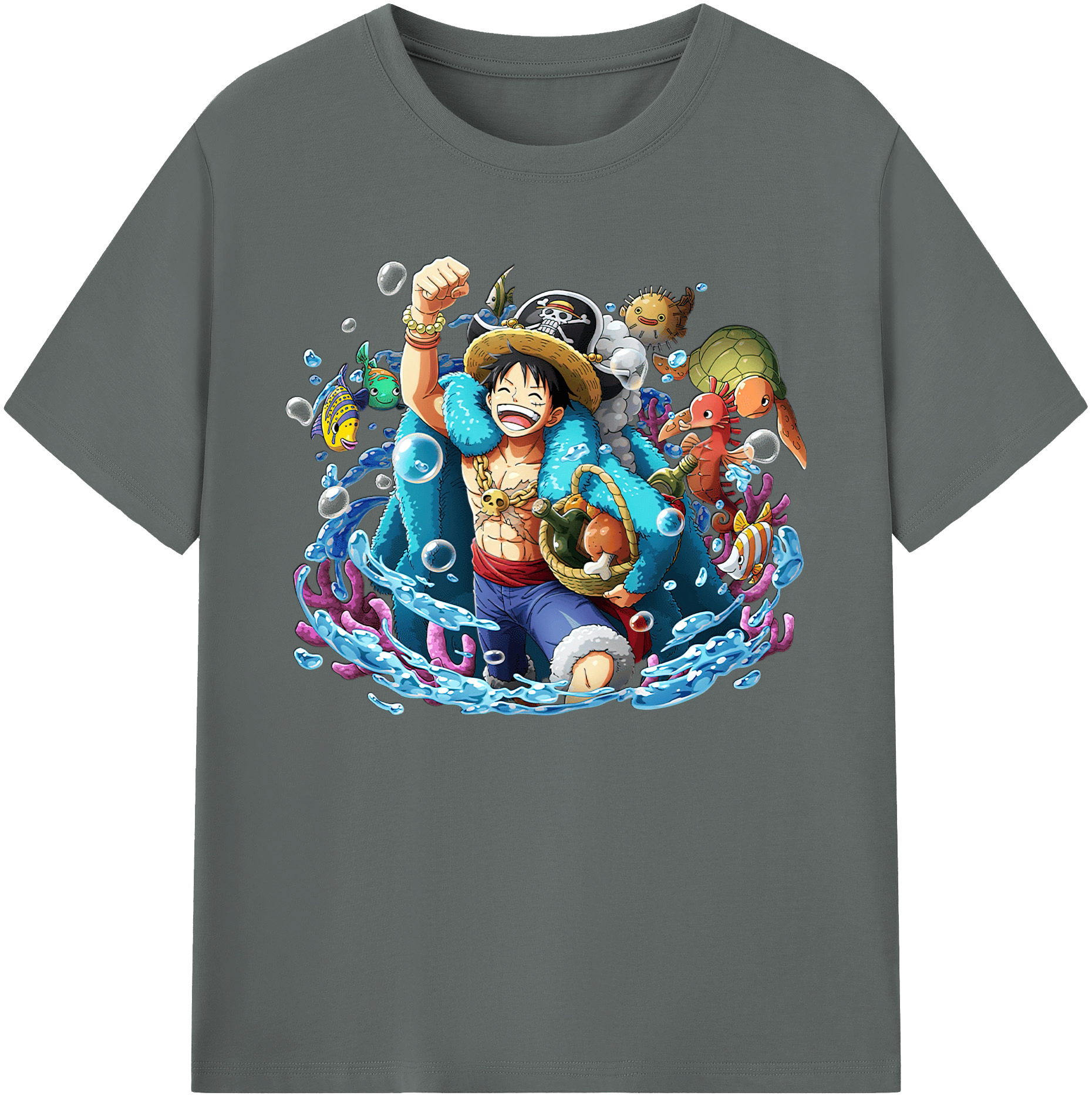 ワンピース モンキー・D・ルフィ ONE PIECE Monkey D. Luffy 綿100％ メンズ半袖Tシャツ｜肌触りやわらか＆通気性